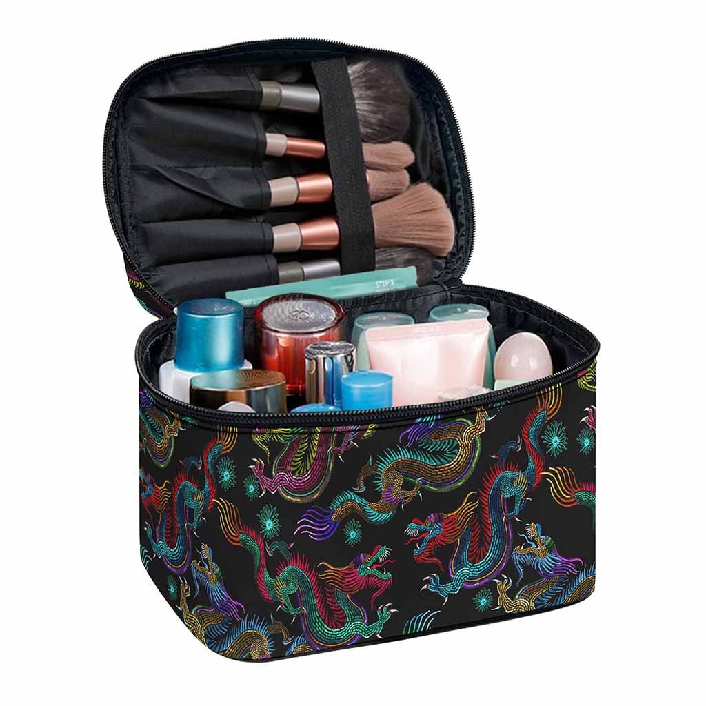Chinese Dragon Pattern Print Travel Makeup Bag