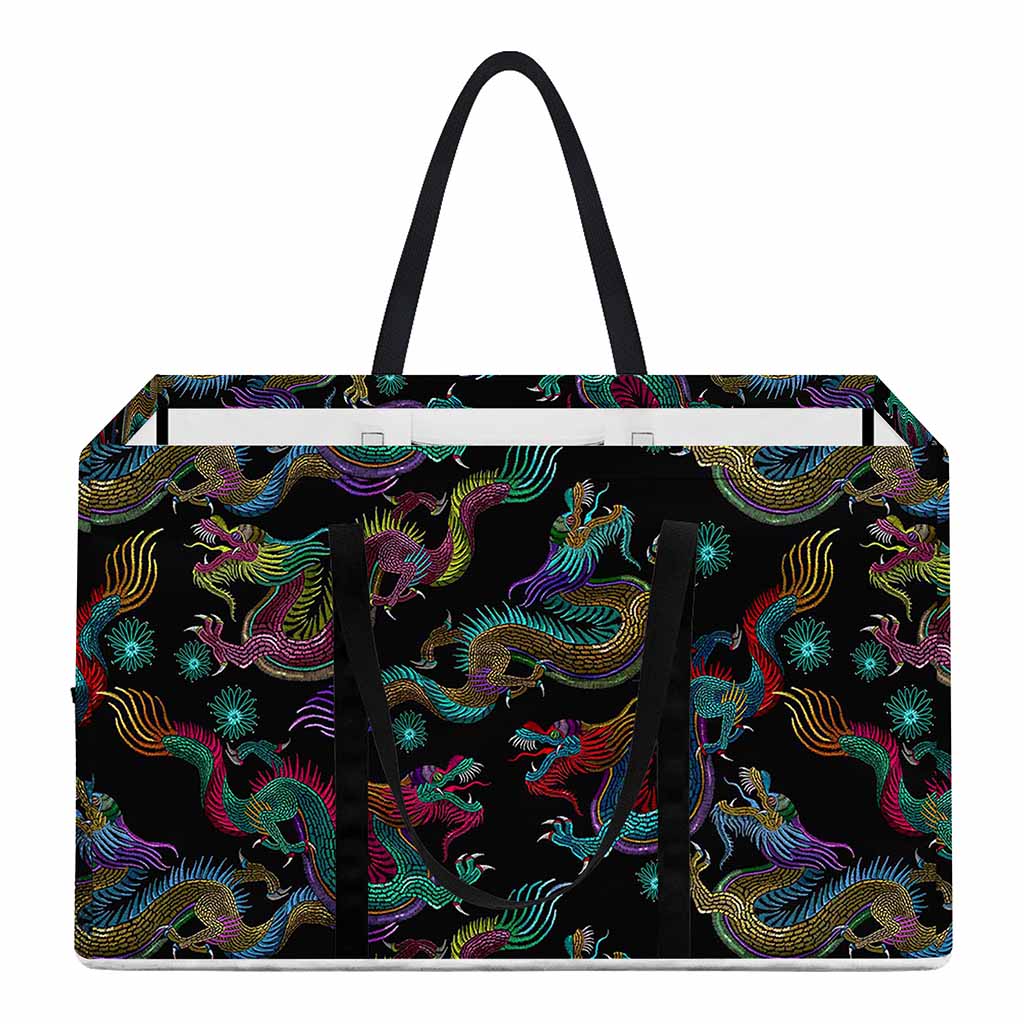 Chinese Dragon Pattern Print Utility Tote Bag