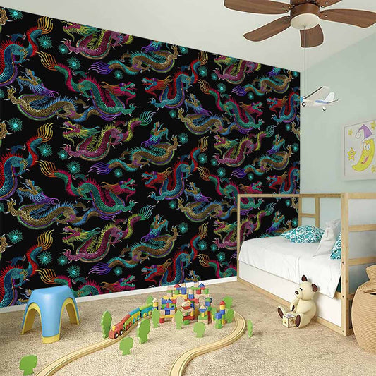 Chinese Dragon Pattern Print Wall Sticker