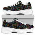 Chinese Dragon Pattern Print White Chunky Shoes