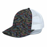Chinese Dragon Pattern Print White Mesh Trucker Cap