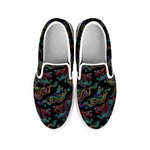 Chinese Dragon Pattern Print White Slip On Sneakers