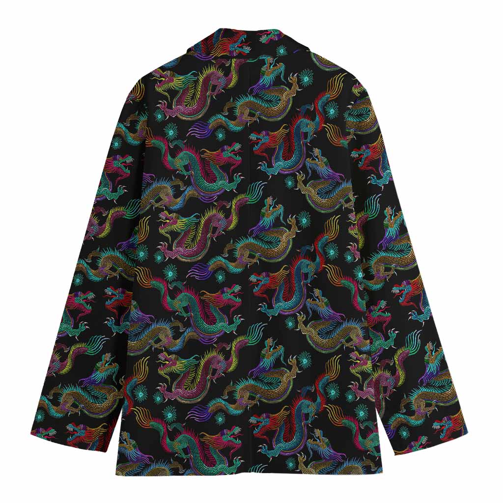 Chinese Dragon Pattern Print Women's Cotton Blazer