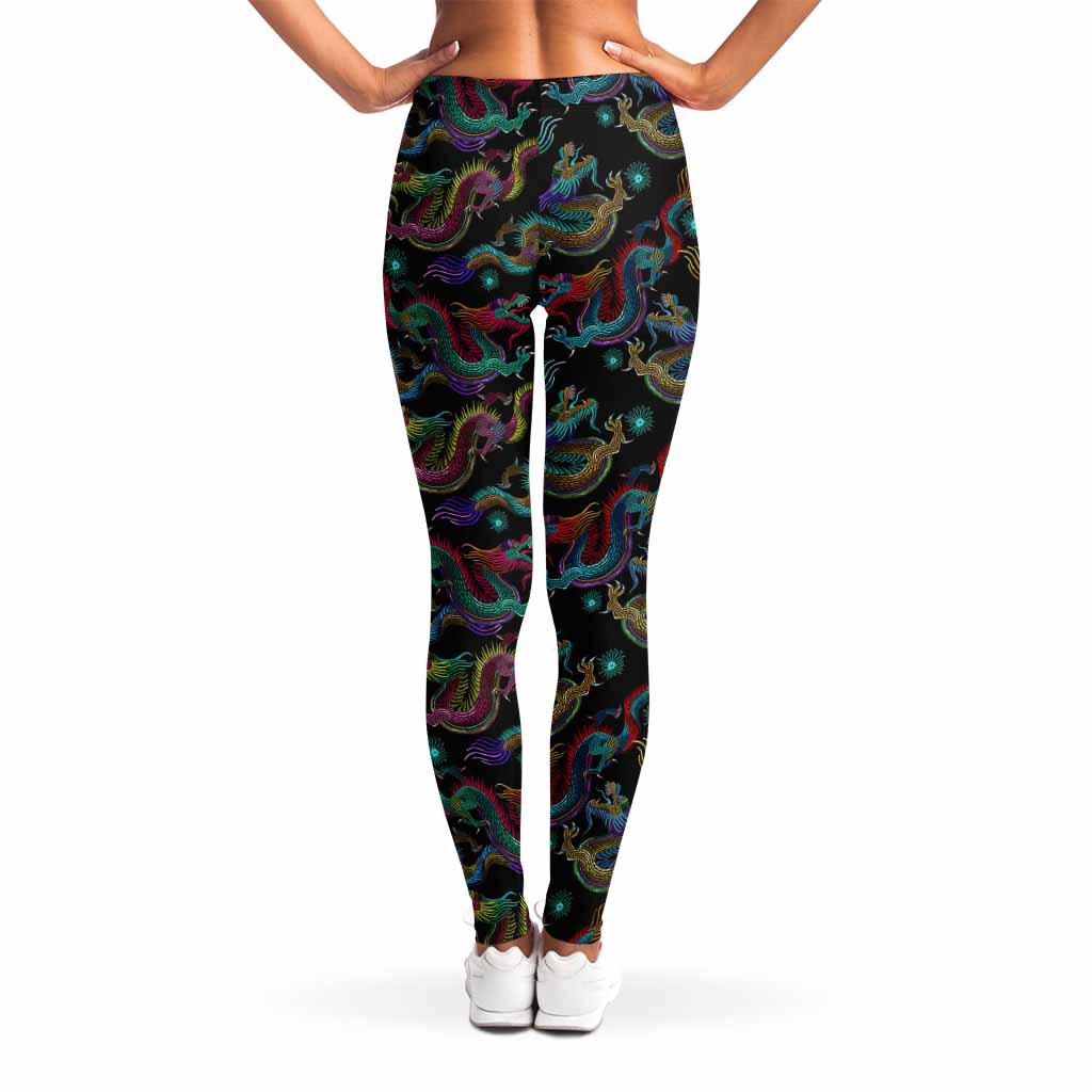 Chinese Dragon Pattern Print Women's Leggings