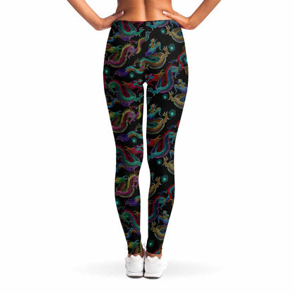 Chinese Dragon Pattern Print Women's Leggings