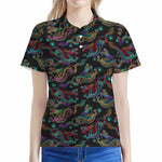 Chinese Dragon Pattern Print Women's Polo Shirt