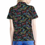 Chinese Dragon Pattern Print Women's Polo Shirt