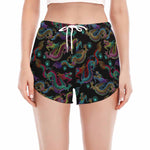 Chinese Dragon Pattern Print Women's Split Running Shorts