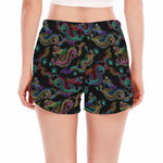 Chinese Dragon Pattern Print Women's Split Running Shorts