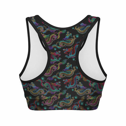 Chinese Dragon Pattern Print Women's Sports Bra