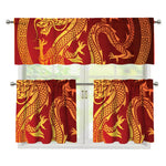 Chinese Dragon Zodiac Sign Print 3 Piece Kitchen Curtains