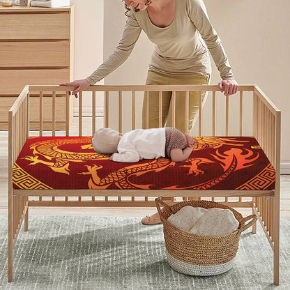 Chinese Dragon Zodiac Sign Print Baby Crib Sheet