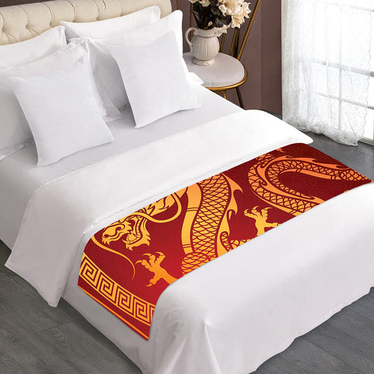 Chinese Dragon Zodiac Sign Print Bed Runner
