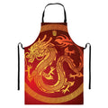 Chinese Dragon Zodiac Sign Print Bib Apron With Pocket