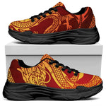 Chinese Dragon Zodiac Sign Print Black Chunky Shoes