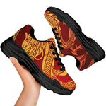 Chinese Dragon Zodiac Sign Print Black Chunky Shoes