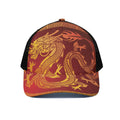 Chinese Dragon Zodiac Sign Print Black Mesh Trucker Hat