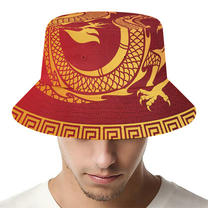 Chinese Dragon Zodiac Sign Print Bucket Hat