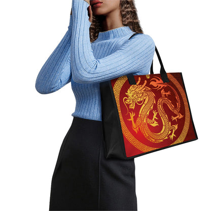 Chinese Dragon Zodiac Sign Print Canvas Tote Bag