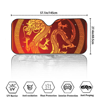 Chinese Dragon Zodiac Sign Print Car Windshield Sun Shade