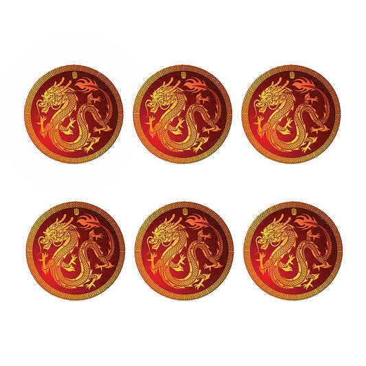 Chinese Dragon Zodiac Sign Print Coaster Set