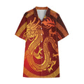 Chinese Dragon Zodiac Sign Print Cotton Hawaiian Shirt