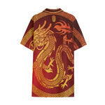 Chinese Dragon Zodiac Sign Print Cotton Hawaiian Shirt