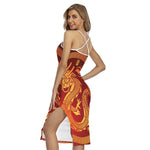 Chinese Dragon Zodiac Sign Print Cross Back Cami Dress
