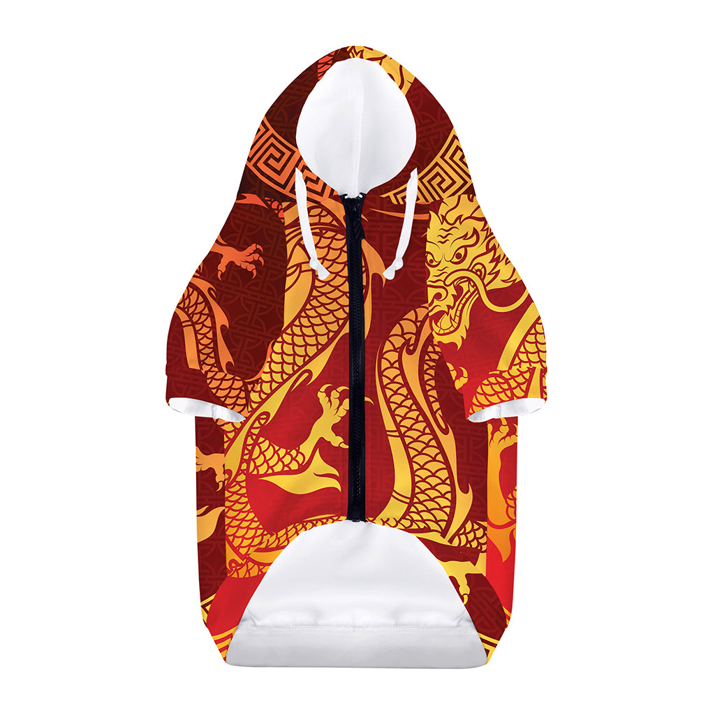 Chinese Dragon Zodiac Sign Print Dog Zip Up Hoodie