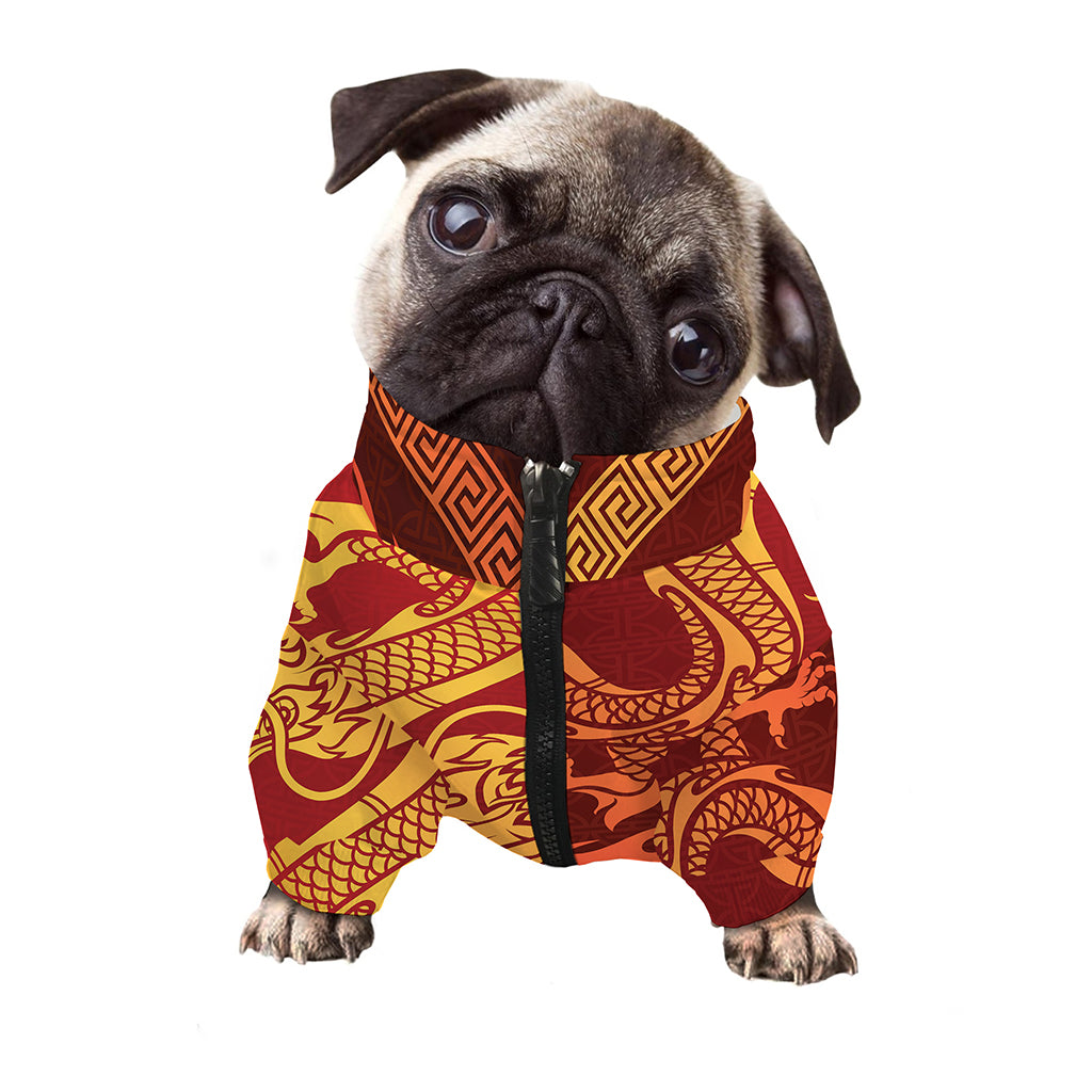 Chinese Dragon Zodiac Sign Print Dog Zip Up Jacket