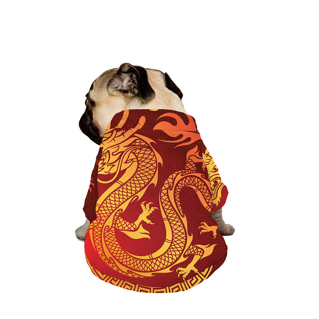 Chinese Dragon Zodiac Sign Print Dog Zip Up Jacket