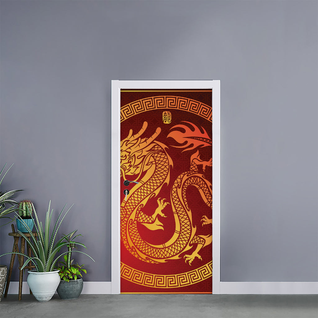 Chinese Dragon Zodiac Sign Print Door Sticker