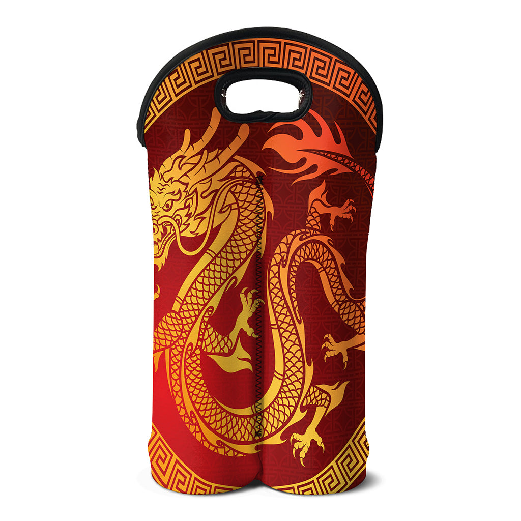 Chinese Dragon Zodiac Sign Print Double Neoprene Wine Tote