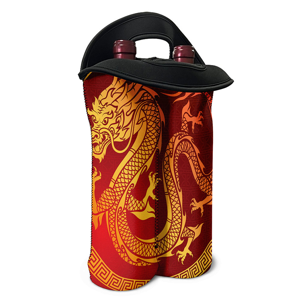 Chinese Dragon Zodiac Sign Print Double Neoprene Wine Tote