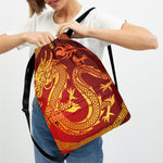 Chinese Dragon Zodiac Sign Print Drawstring Backpack