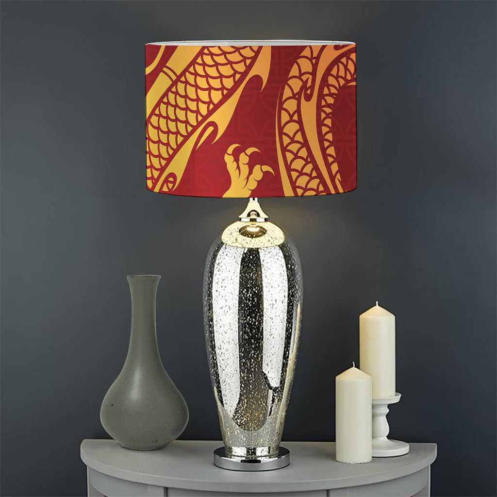 Chinese Dragon Zodiac Sign Print Drum Lamp Shade