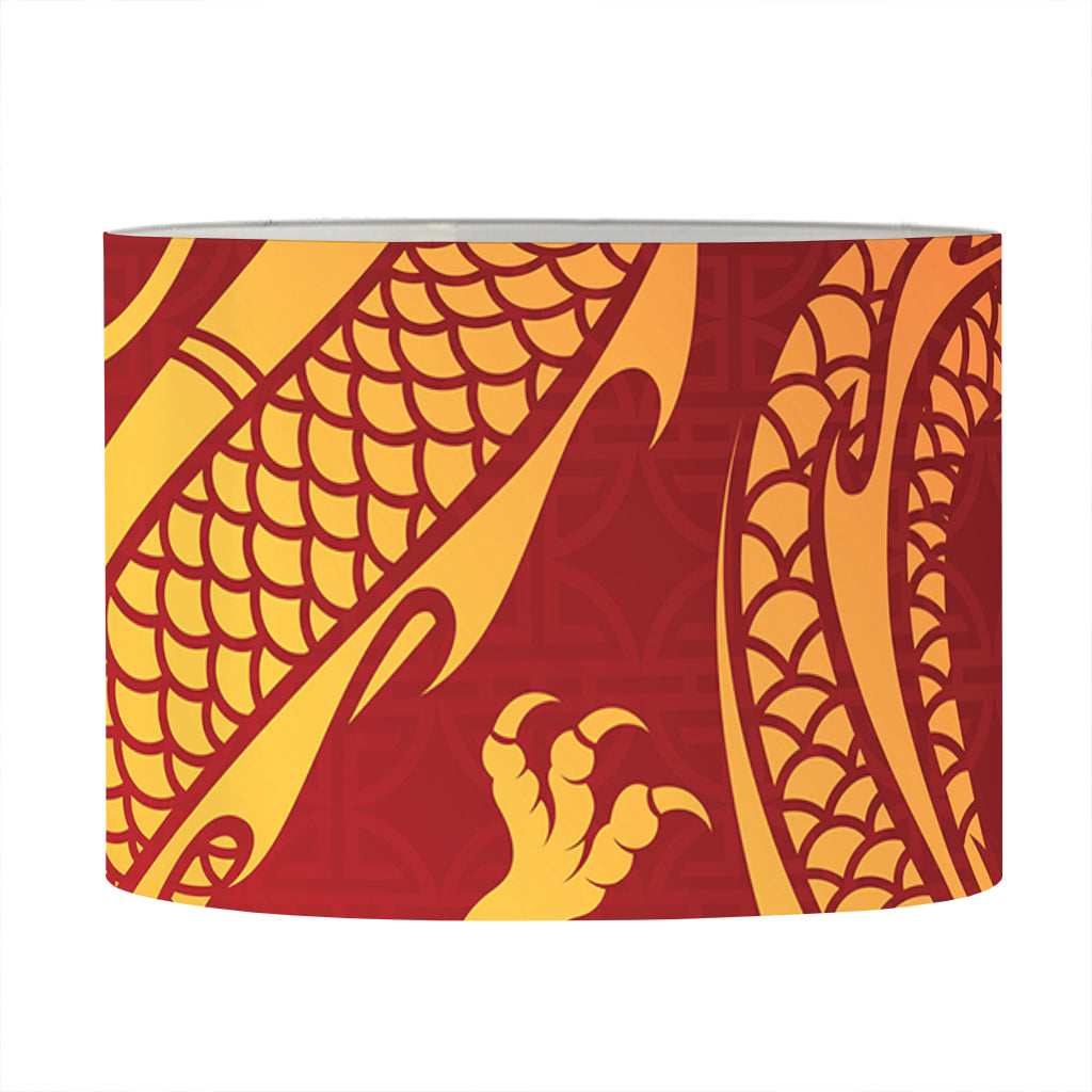 Chinese Dragon Zodiac Sign Print Drum Lamp Shade