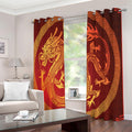 Chinese Dragon Zodiac Sign Print Extra Wide Grommet Curtains