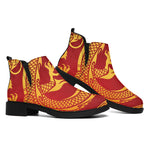 Chinese Dragon Zodiac Sign Print Flat Ankle Boots