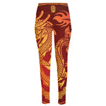 Chinese Dragon Zodiac Sign Print High-Waisted Pocket Leggings