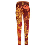 Chinese Dragon Zodiac Sign Print High-Waisted Pocket Leggings