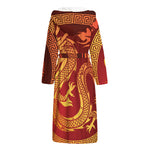 Chinese Dragon Zodiac Sign Print Hooded Bathrobe