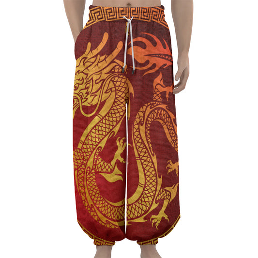 Chinese Dragon Zodiac Sign Print Lantern Pants
