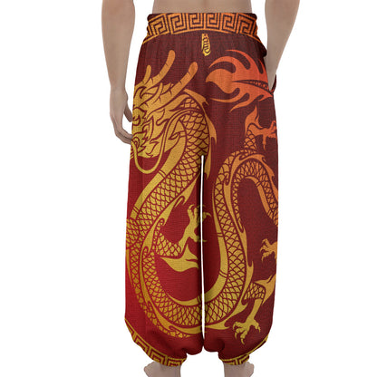 Chinese Dragon Zodiac Sign Print Lantern Pants