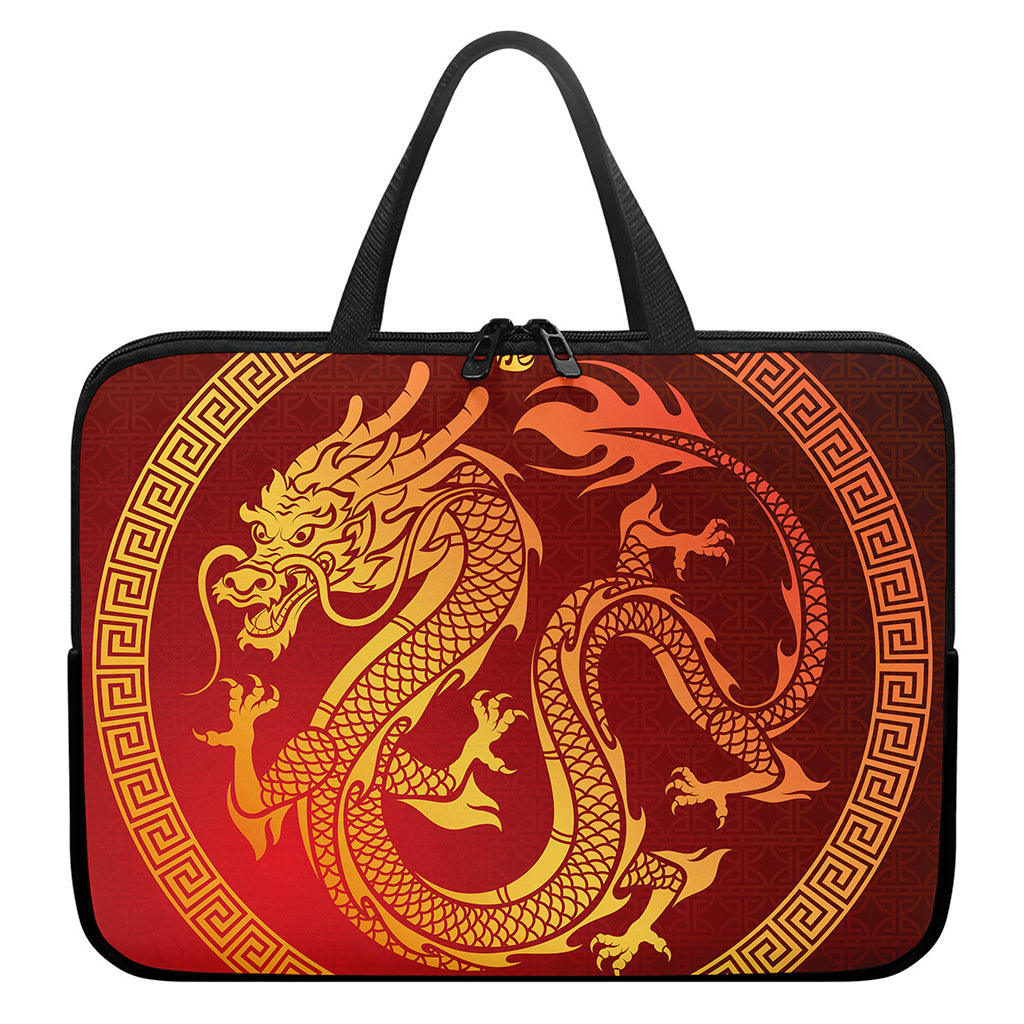 Chinese Dragon Zodiac Sign Print Laptop Sleeve With Handle