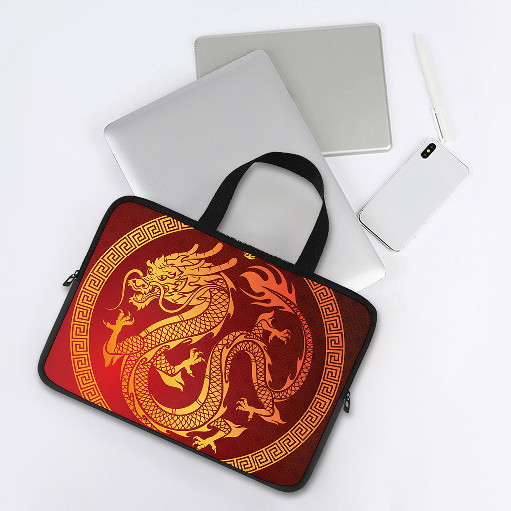 Chinese Dragon Zodiac Sign Print Laptop Sleeve With Handle
