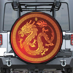 Chinese Dragon Zodiac Sign Print Leather Spare Tire Cover