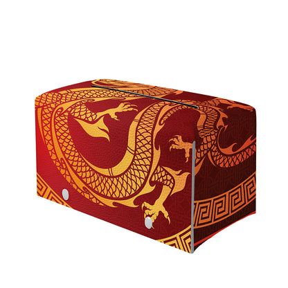 Chinese Dragon Zodiac Sign Print Leather Tissue Box Cover