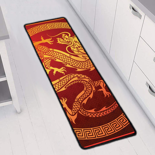 Chinese Dragon Zodiac Sign Print Long Kitchen Mat