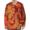 Chinese Dragon Zodiac Sign Print Long Sleeve Baseball Jersey